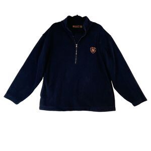 Ariat Black Fleece 1/4 Zip Pullover Mens L Sweater Western Cowboy Rodeo Workwear